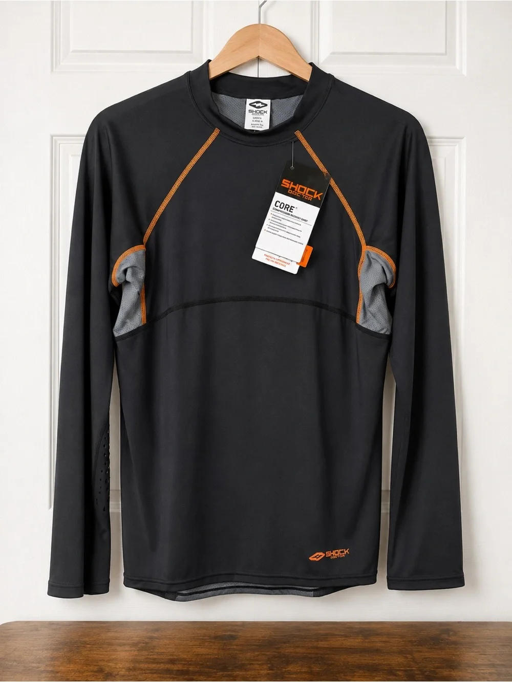 Shock Doctor Core Compression Hockey Shirt Men’s XL Black Orange Long Sleeve NWT